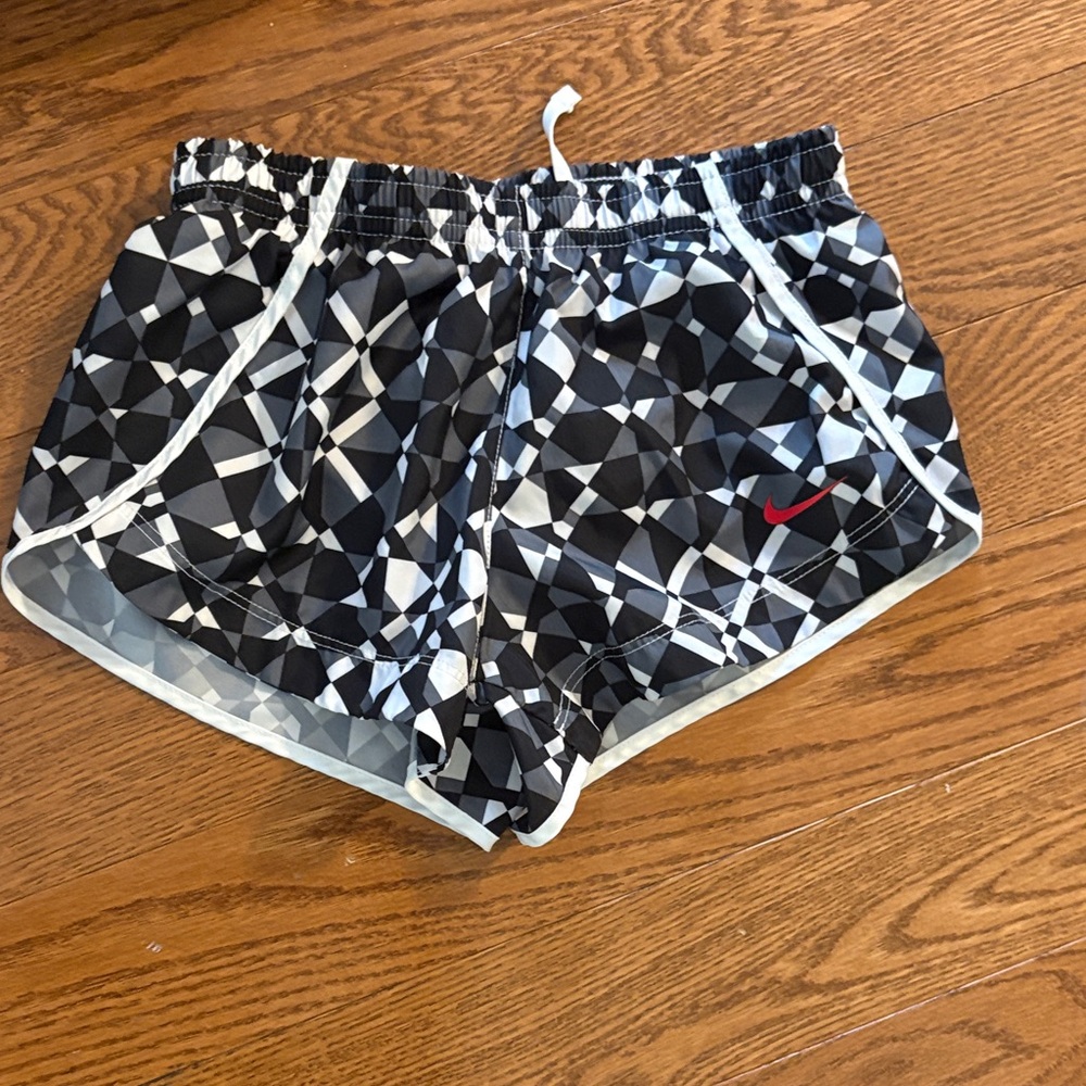 Nike Girls Black and White Patterned Athletic Shorts
